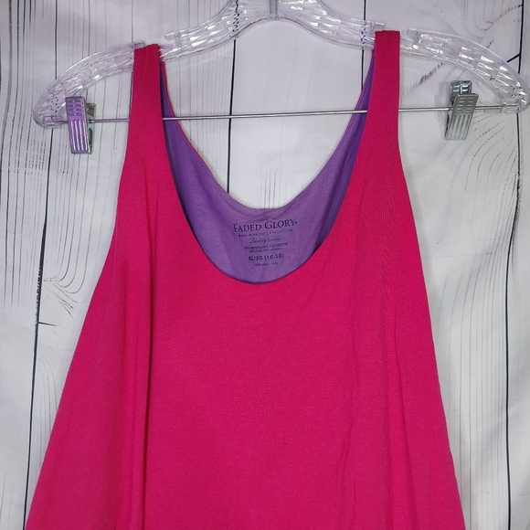 Faded Glory Women's Pink and Purple Asymmetrical Layerd 80's Style Top - Picture 3 of 7
